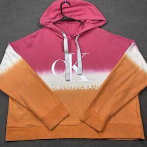 Calvin Klein Jeans Gradient Hoodie L/G Pink/Orange Cotton Blend Womens Casual